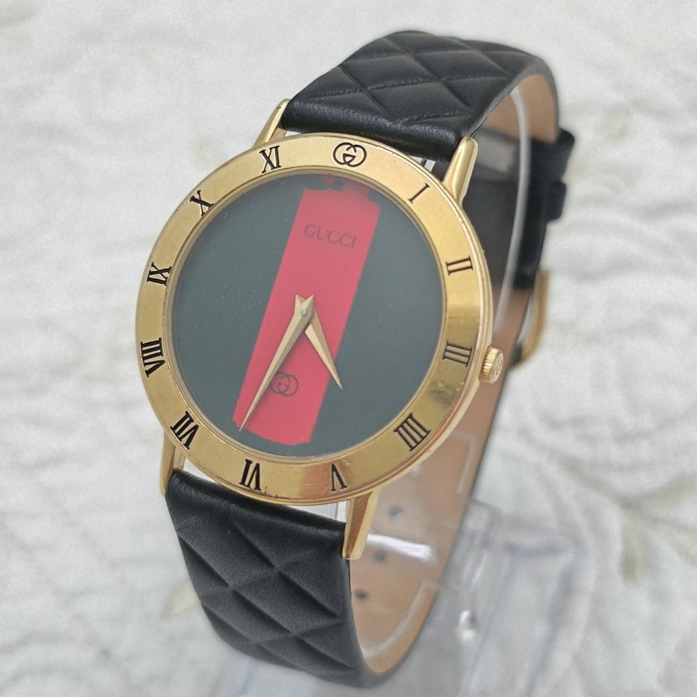 Vintage Gucci Sherry Line Men's Watch 3000M Quartz 33mm Classic Quilted Strap